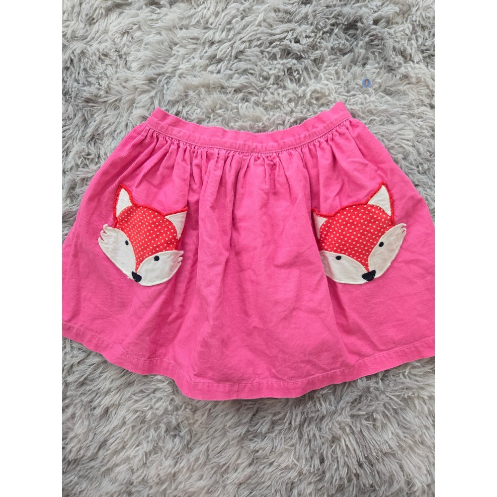 Mini‎ Boden Girls Pink Corduroy Fox Applique Pocket Skirt Size 7-8Y 128cm